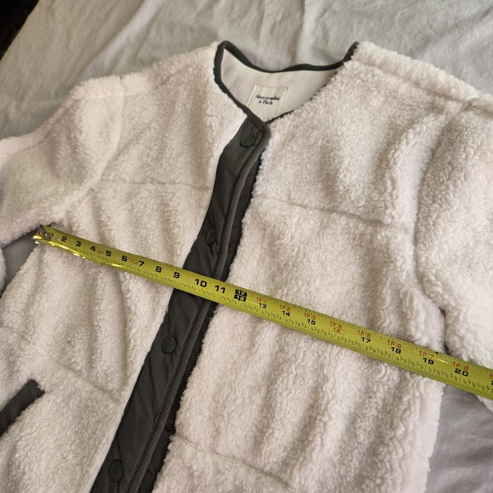 Abercrombie & Fitch Cozy Ivory Sherpa Jacket sz S Fall Cozy Teddy Coat - Picture 4 of 12
